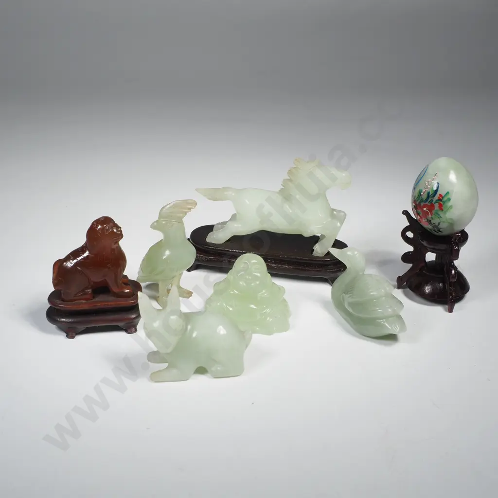 Assorted Chinese Hardstone Figures - Jade or Bowenite Image 1++