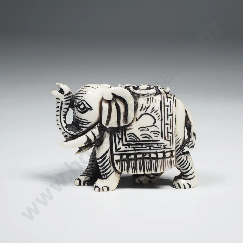 Vintage Ivory Netsuke of an Elephant Image 1++