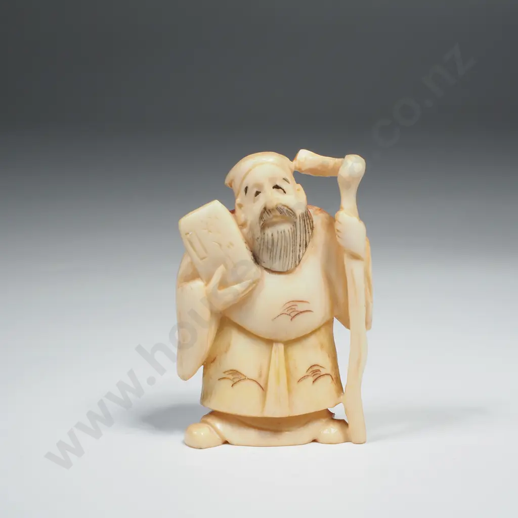 Vintage Ivory Netsuke of Old Man Image 1++