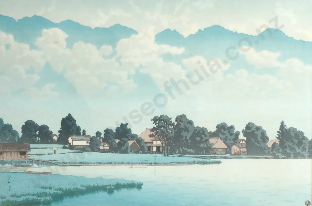 Kawase Hasui - Lake Kizaki in Shinshu, Woodblock Print Image 1++