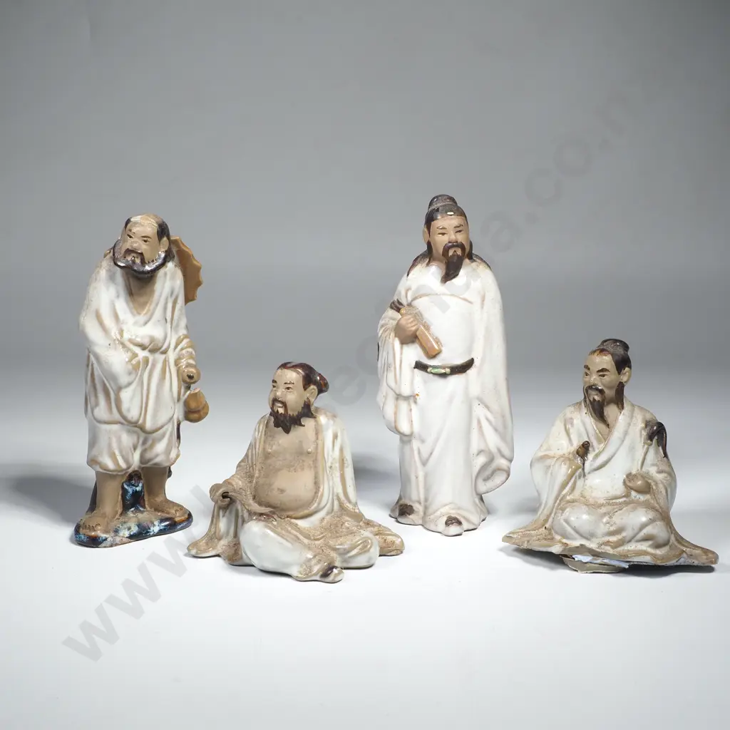 Vintage Chinese Shiwan Pottery Mudman Group, 1 a/f Image 1++