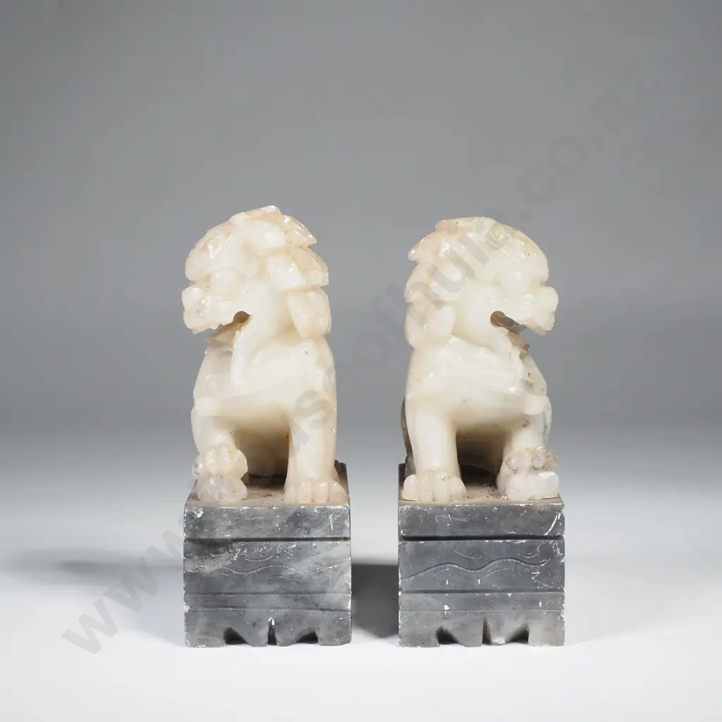 Pair of Carved Soapstone Lion Fu Foo Dogs Image 1++