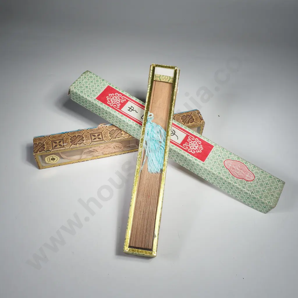 Group of 3 Chinese Fans w Boxes Image 1++