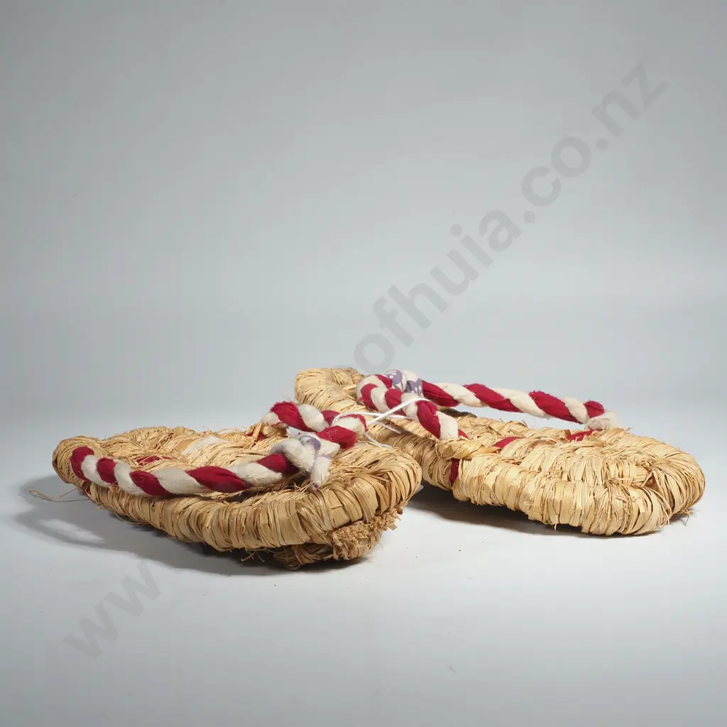 Pair of Small Traditional Japanese  Straw Sandals Known as Waraji Or Zori Image 1++