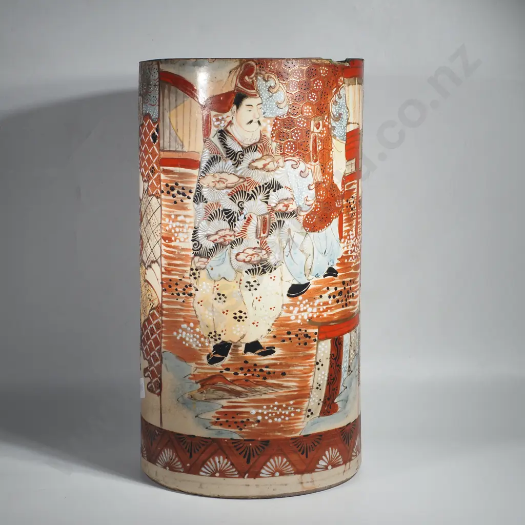 Cylindrical Satsuma Umberella Stand A/F. Hgt 390mm Image 1++