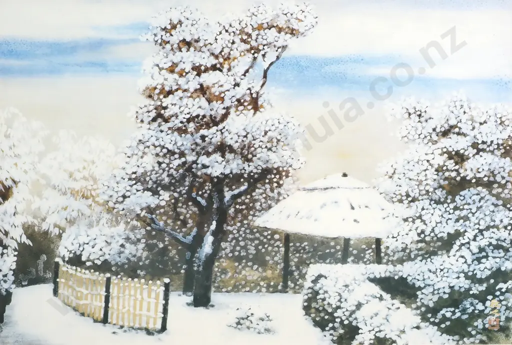 Cherry Blossoms in the Snow, Watercolour Image 1++