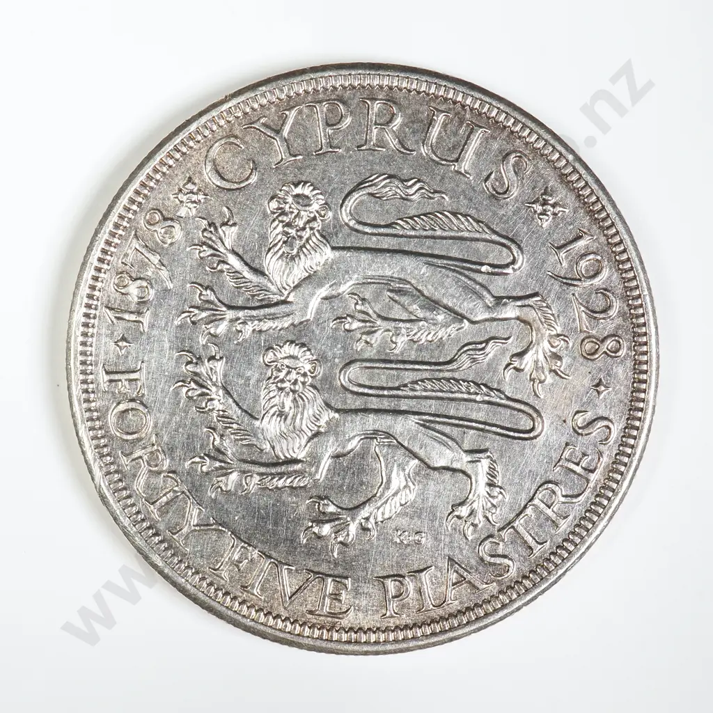 Cypus 1928 45 Piastres Image 1++