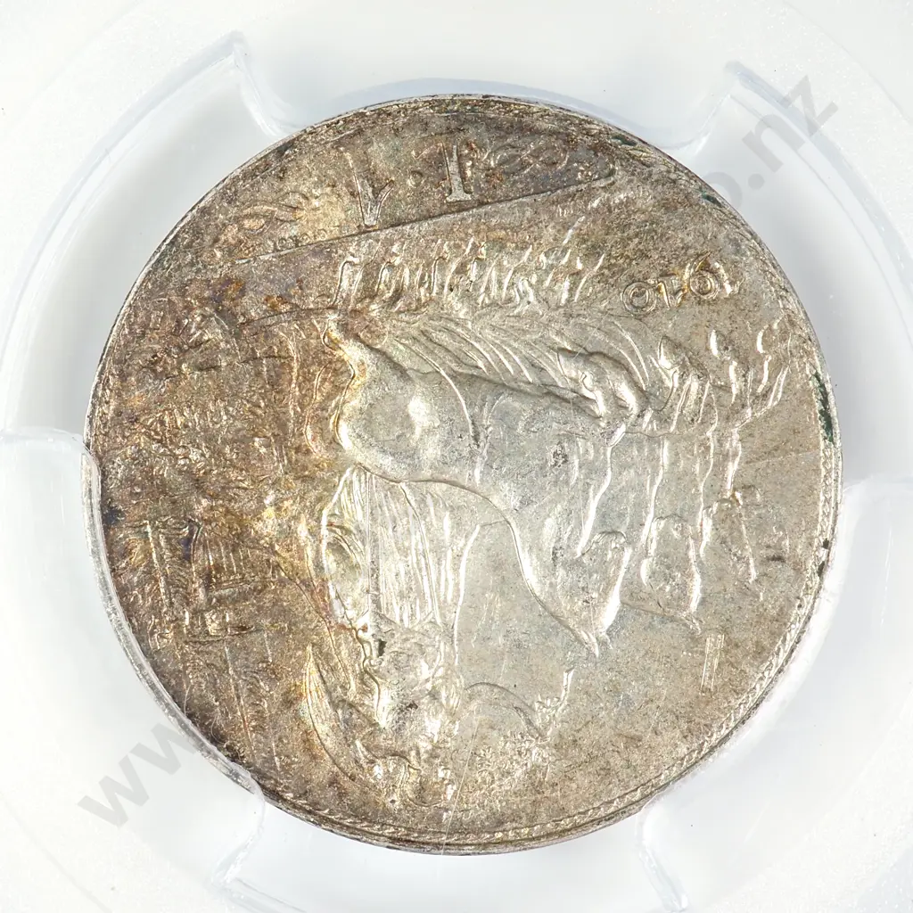 Italy 1910 One Lira in PCGS AU 58 Slab Image 1++