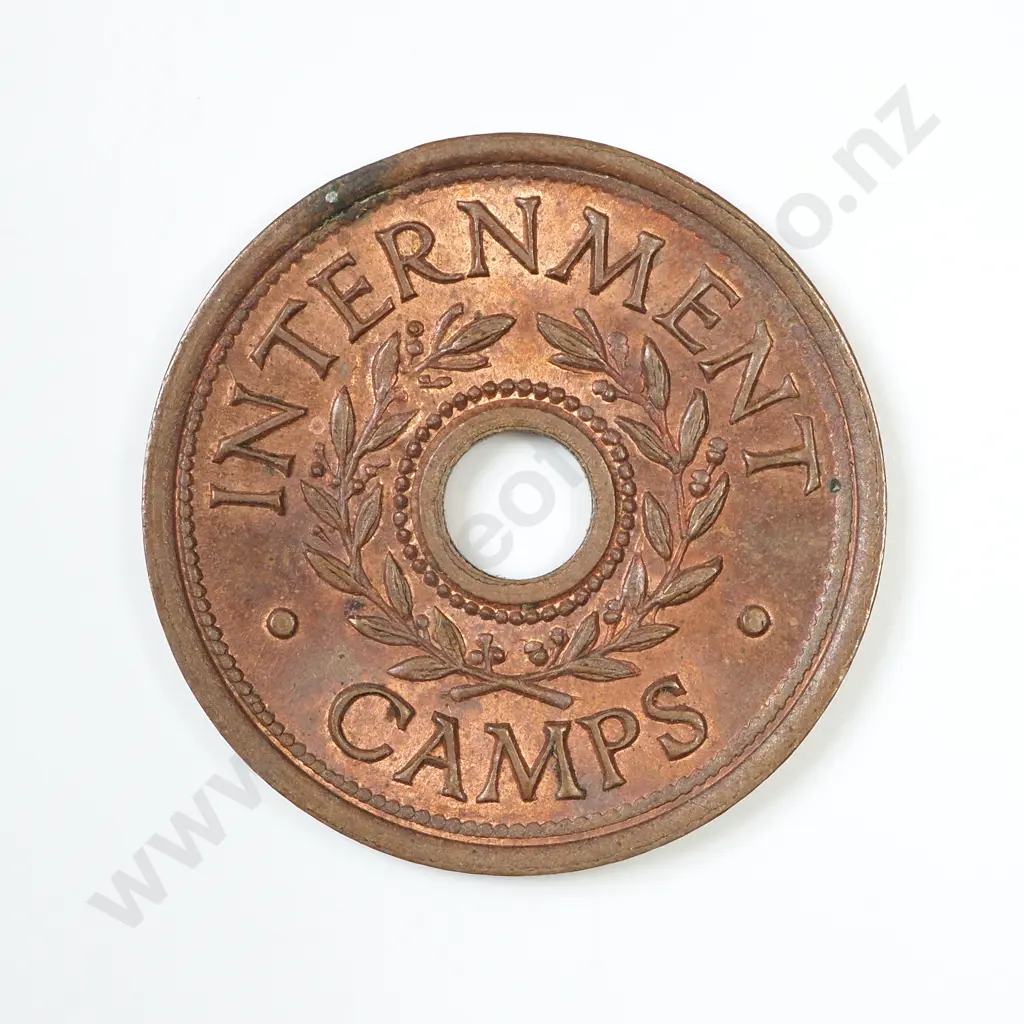 NZ WW2 Internment Camp Threepence Token Image 1++