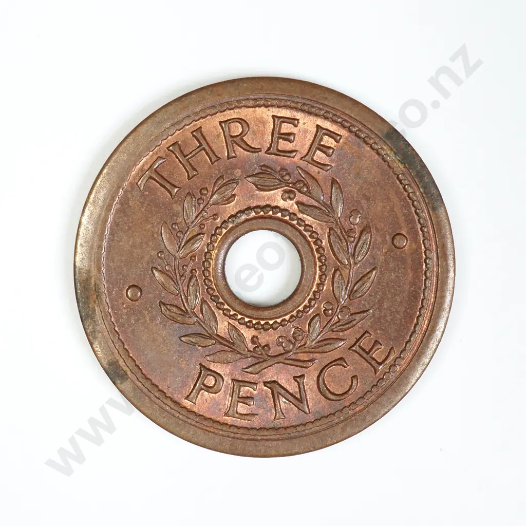 NZ WW2 Internment Camp Threepence Token Image 1++