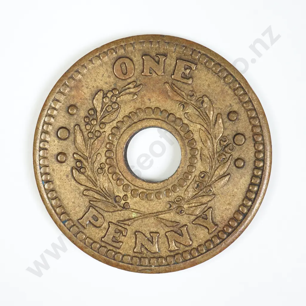 NZ WW2 Internment Camp one Penny Token - Type Used at Featherston Camp Image 1++
