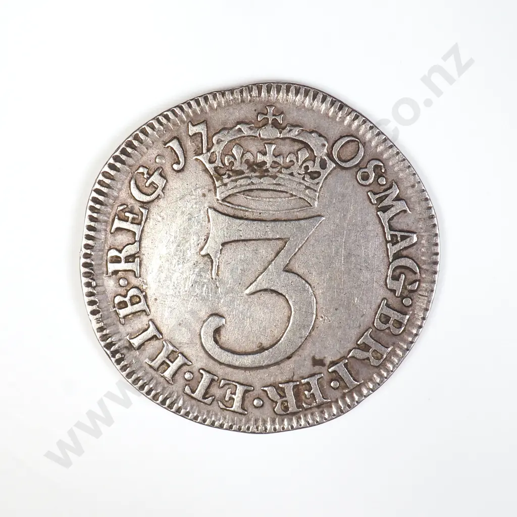 GB 1708 Threepence - Queene Anne Image 1++