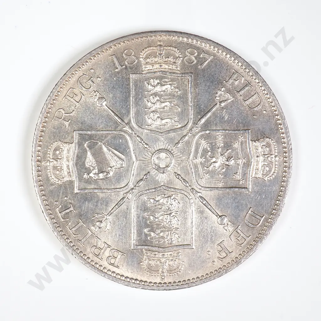 GB 1889 Double Florin Jubilee Head - Brilliant Lustre Image 1++