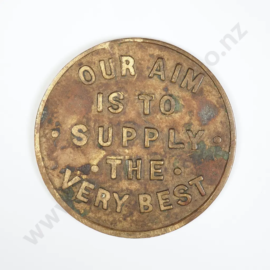 NZ (1910's-20's) Rangiora Progress Stores Half Loaf Bread Token Fine CV $400 - Stains Image 1++