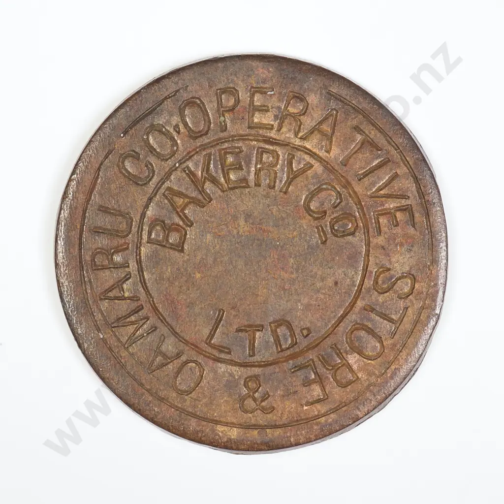 NZ 1920-30 Oamaru Co-Op Bakery Bread Token Image 1++