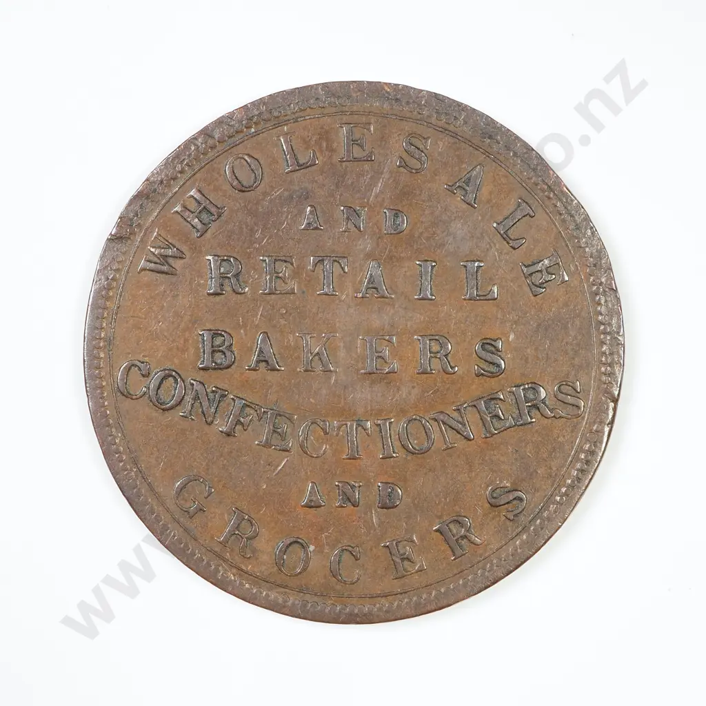 NZ 1870's Union Bakery Penny Token - Christchurch Image 1++