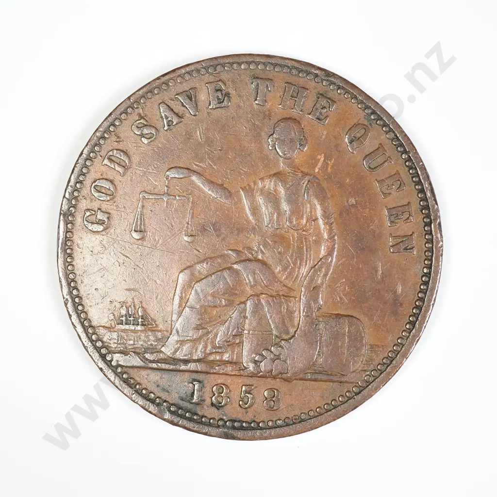 NZ 1858 Barley Penny Token - Auckland Image 1++