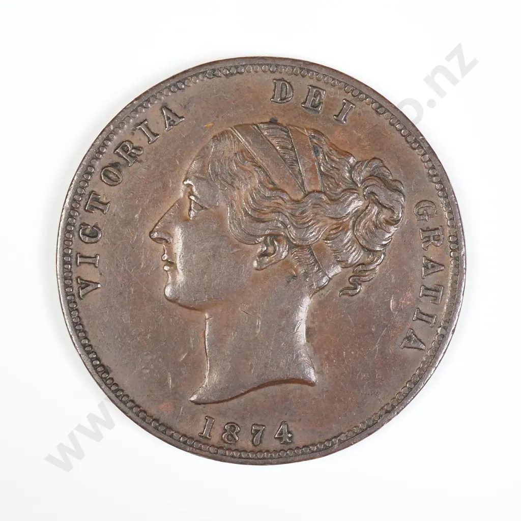 NZ 1874 United Services Hotel Penny Token Image 1++