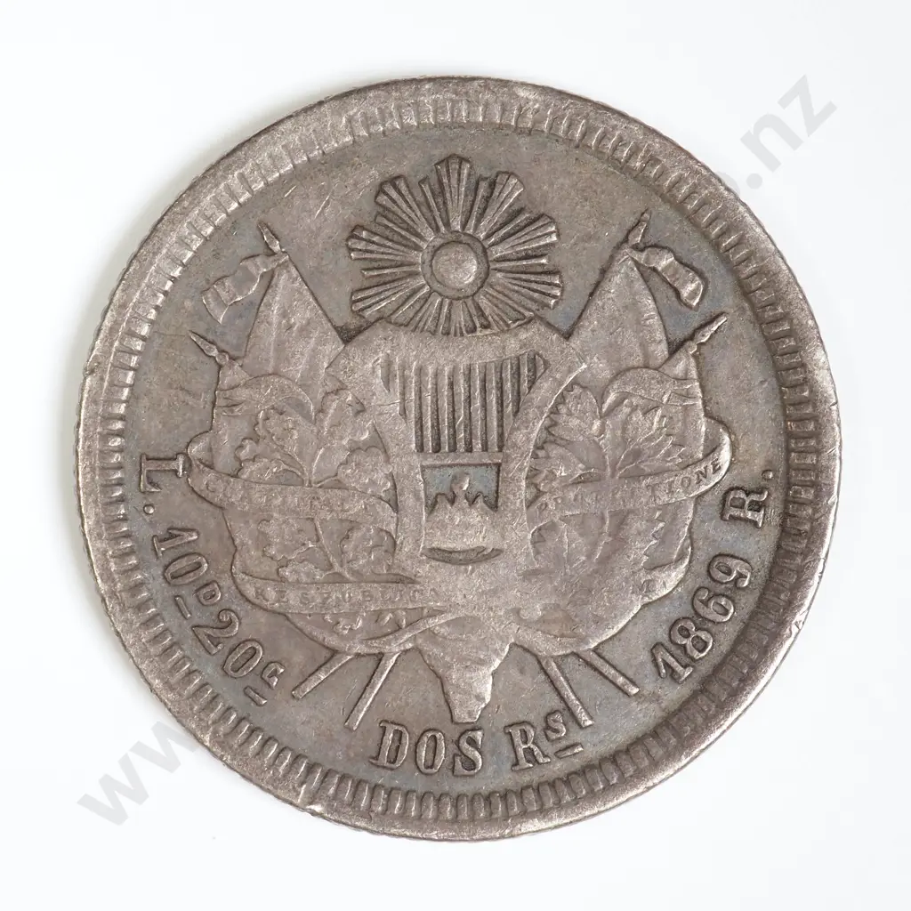 Guatemala 1869 2 Reales Image 1++
