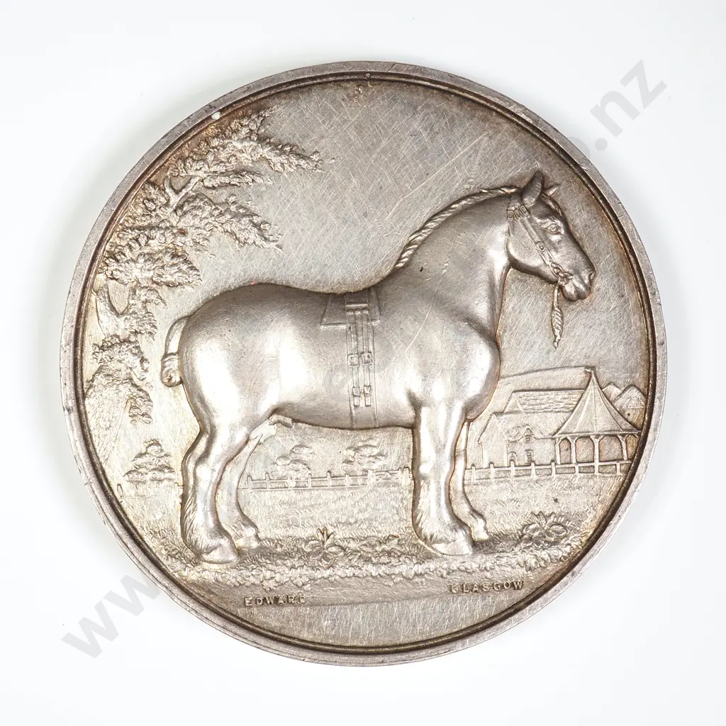 NZ 1935 Clydesdale Horse Society Manawatu GWC A&P Association Silver Medal Image 1++