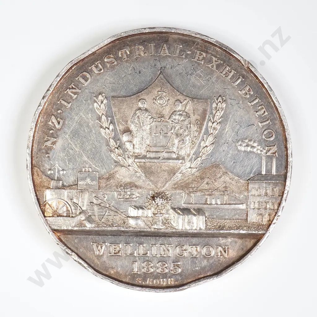 NZ 1885 Industrial Exhibition (wellington) Silver Prize Medal Image 1++