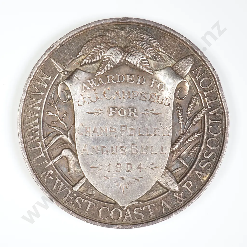 NZ 1904 Manawatu & West Coast Silver A&P Medal Image 1++