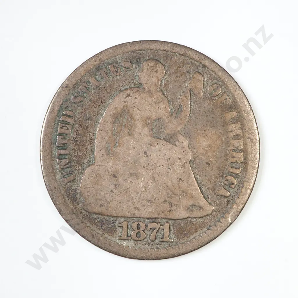 U.S.A. 1871 Seated Liberty 1/2 Dime Image 1++