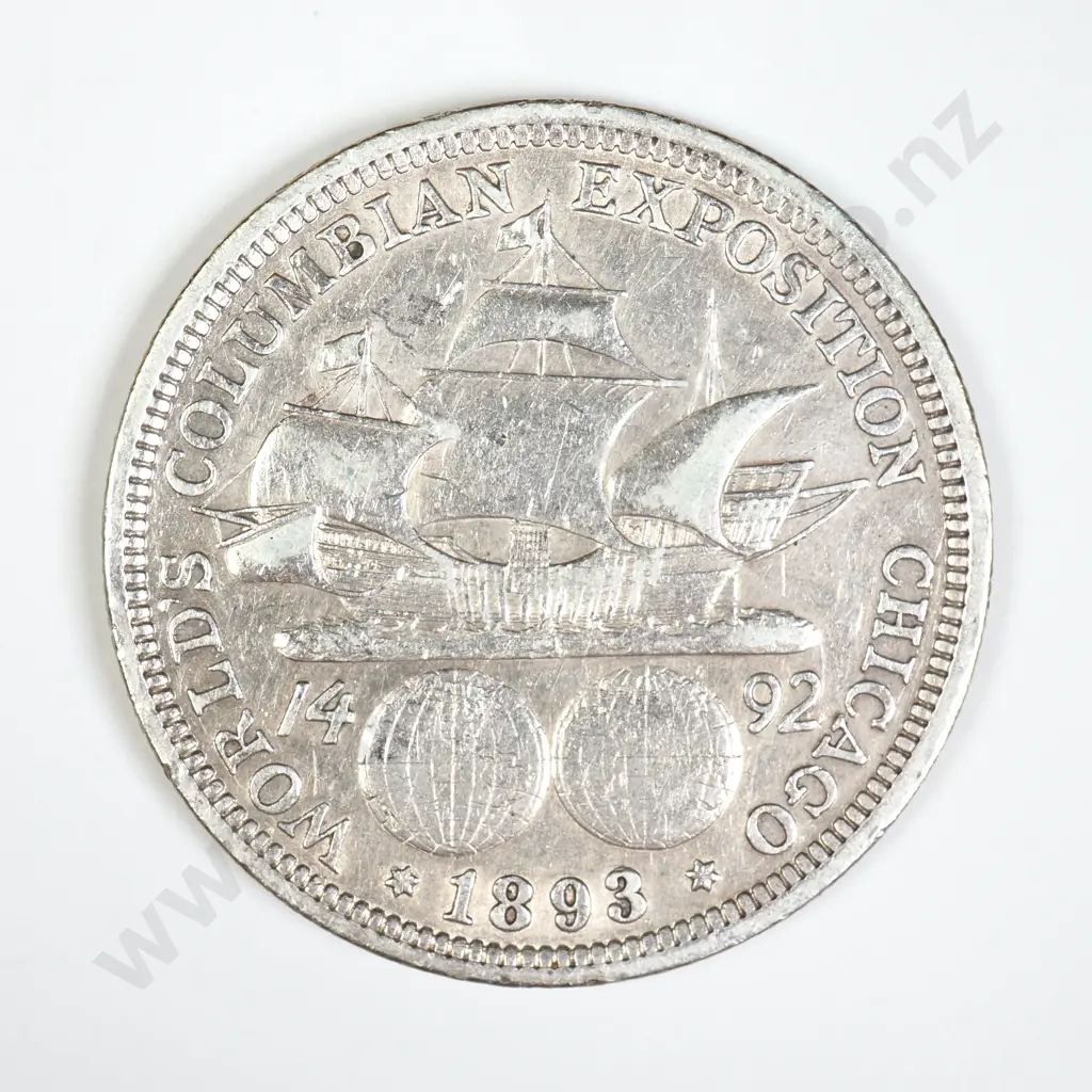 U.S.A. 1893 Columbian Exposition Silver 1/2 Dollar Image 1++