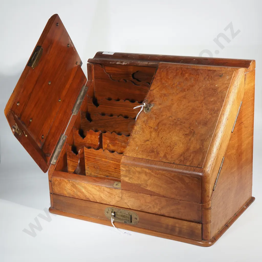 Victorian Walnut Desk Compendium w Drawer Below Image 1++