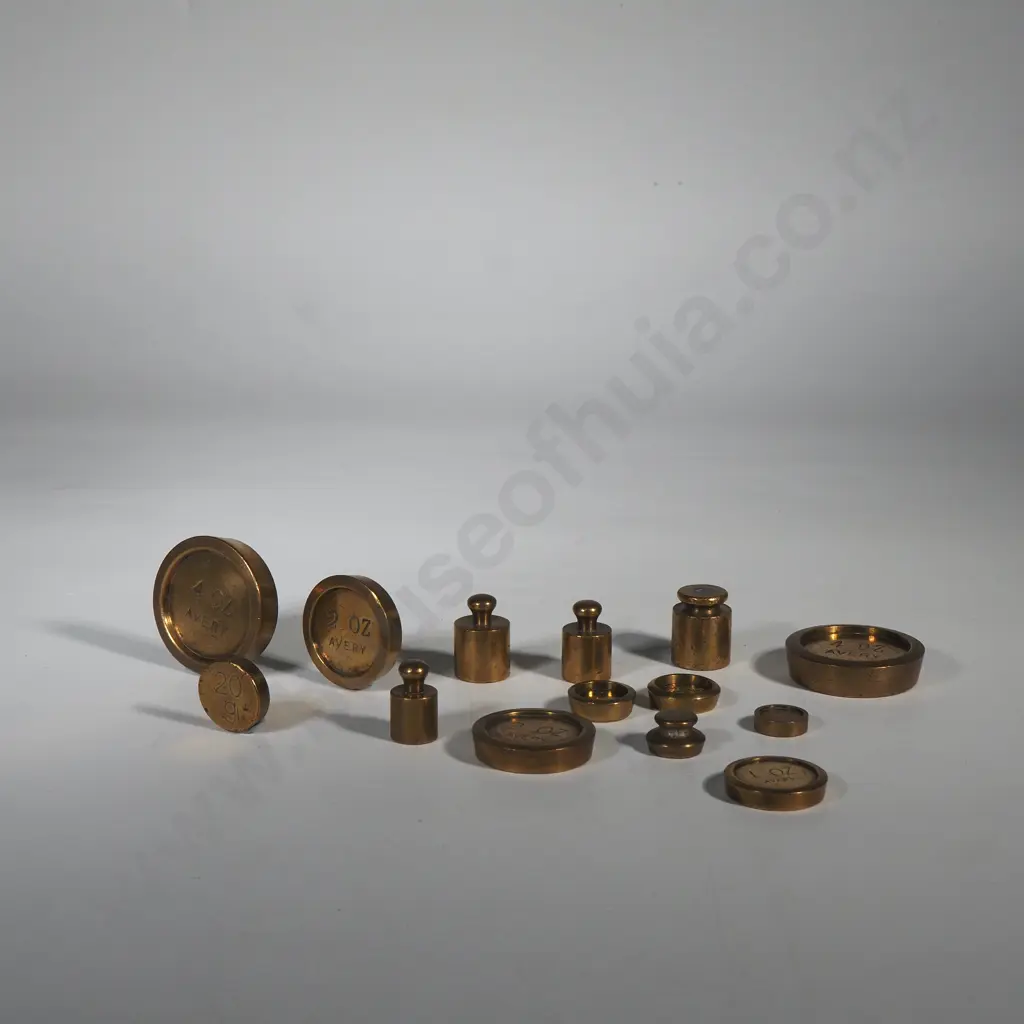 Set of Brass Nesting Weights (4,2,1oz & 8, 4 oz) Together w Extras & Brass Apothecary Weights Image 1++