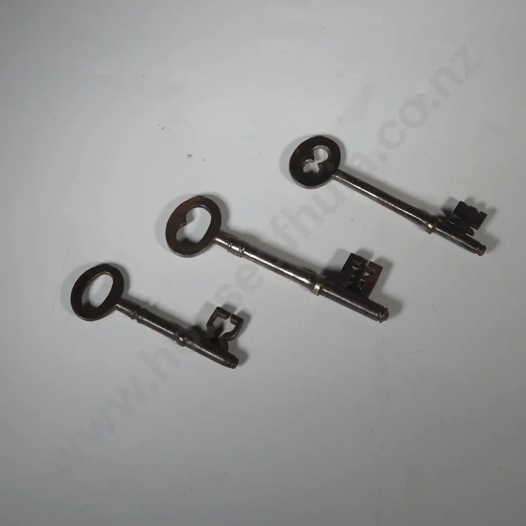 Three Large Vintage Iron Keys Image 1++