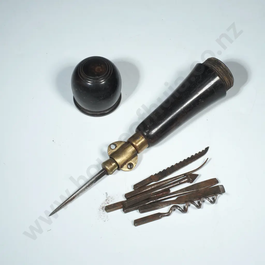 Antique Combination Tool w Horn Handle Containing a Variety of Implements - Small Saw,Screwdriver etc. Image 1++