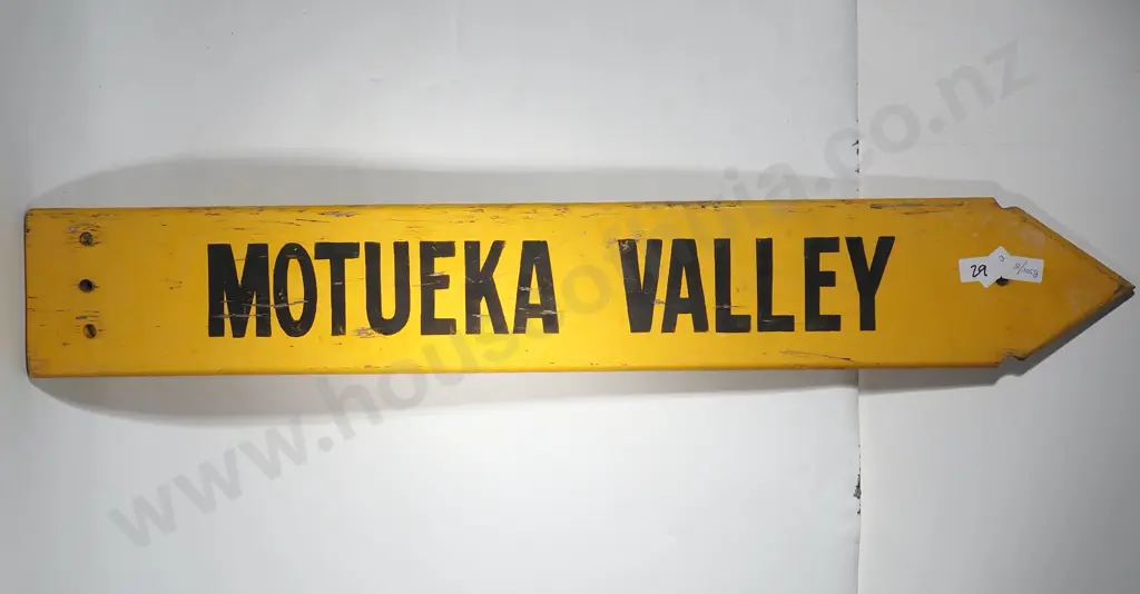 Motueka Valley Sign Post, Black Writing on Yellow Image 1++