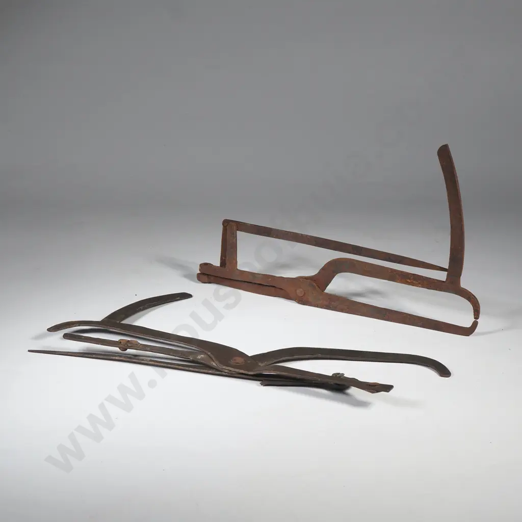 Vintage Blacksmith Double Calipers, a Hand Forged Measuring Tool Used in Traditional Ironwork to Check Dimensions Image 1++