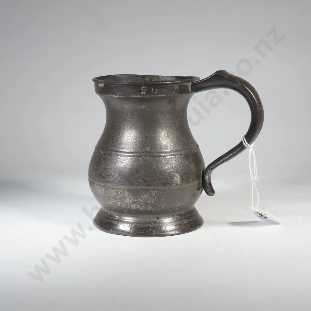 Antique Baluster Pewter One Pint Mug Stamped VR (Queen Victoria) Image 1++