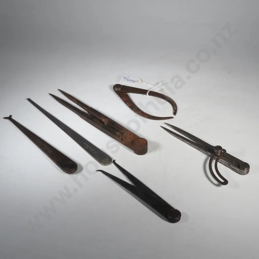 Wrought Iron Divider Tool & Two Others Together w An Inside & Outside Callipers Image 1++