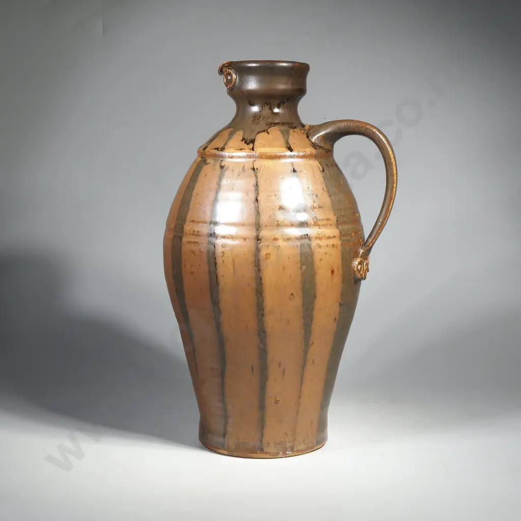 NZ  Potter Vic Evans - Tall Stoneware Pouring Vessel Image 1++