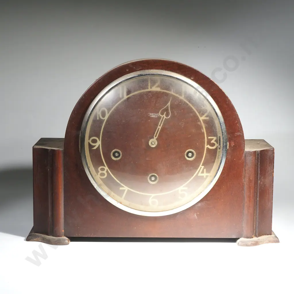 Vintage Smith's Enfield Domed Mahogany - Chimes Mantel Clock Image 1++