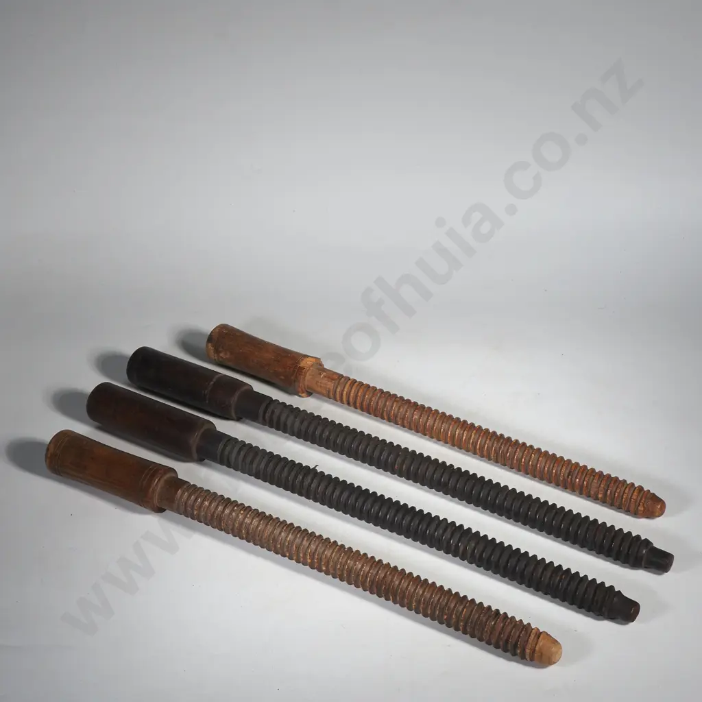 Four Antique Metal Screw Rods, Part of a Vintage Woodworking Clamp or Vise Image 1++