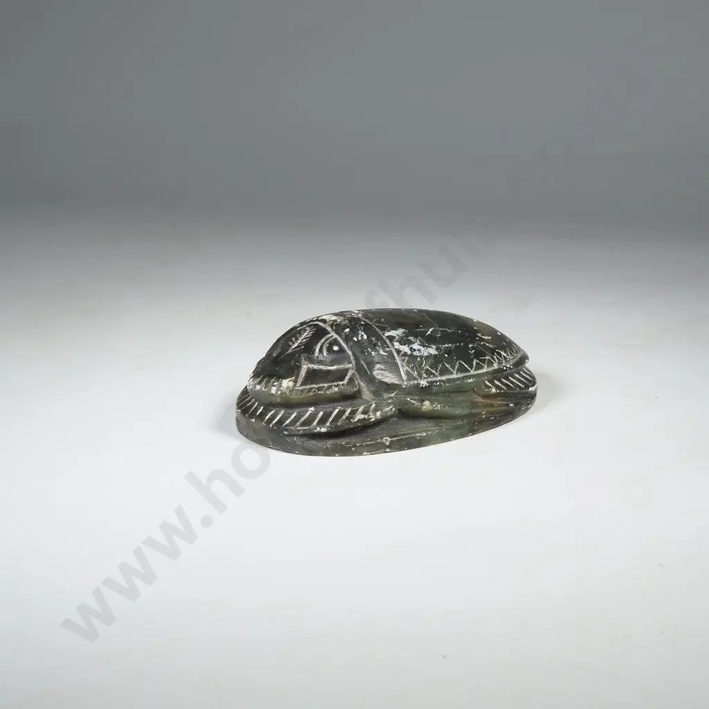 Vintage Egyptian Soapstone Hieroglyph Scarab Image 1++