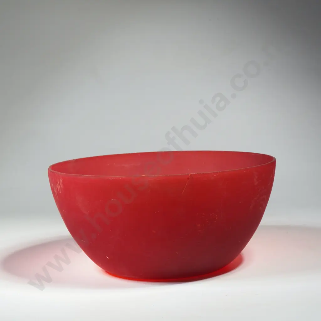 Vintage Art Glass  Ruby Red Bowl w Orange Undertones Image 1++