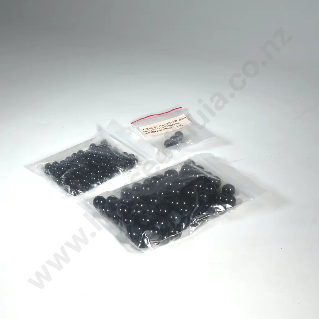 Quantity of Assorted Black Onyx Beads - Half Drilled, 6, 8 & 10mm Image 1++