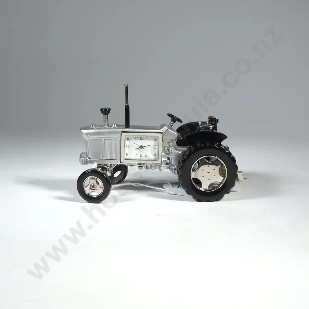 Silver tone Desk Clock in the Form of a Tractor Image 1++