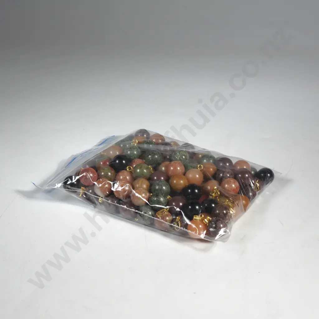 Large Quantity of Assorted Small Gemstone Pendants in Earthy Tones - Ex Jewellers Stock Image 1++