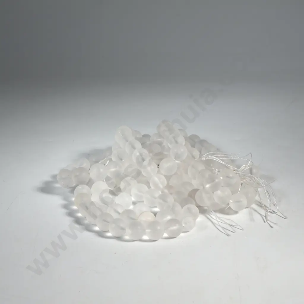 Quantity of Quartz Frosted Round 12mm Beads w 1mm Holed - Ex Jewellers Stock Image 1++