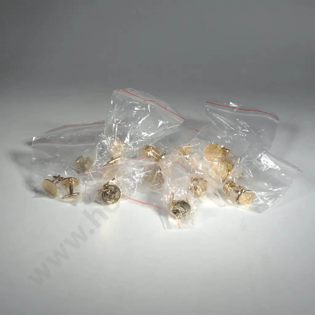 Twelve Pairs of Gold Plated Coin Cufflinks Image 1++