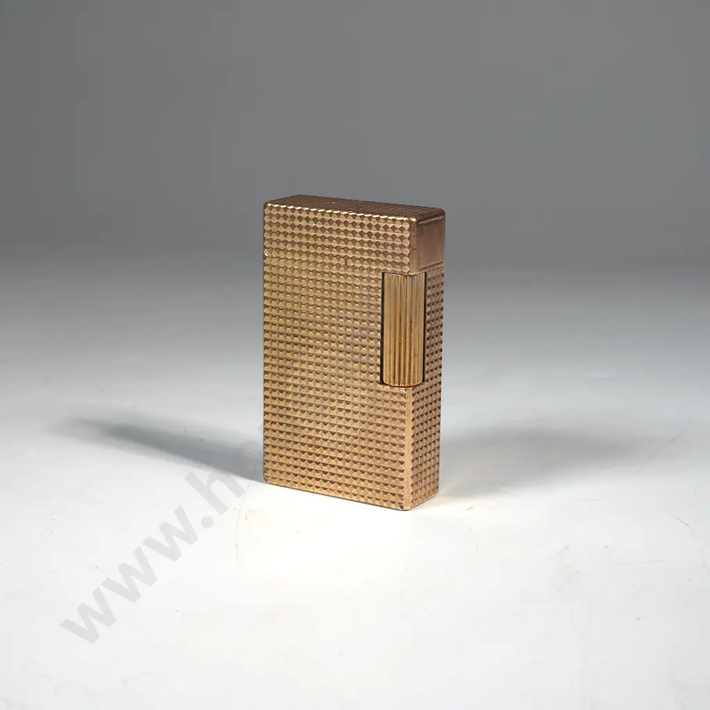 Vintage Gold Plated Diamond Head Pocket Gas Lighter Image 1++