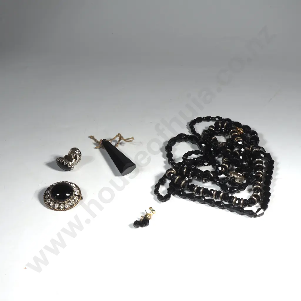 Black Glass Beads & Brooches, Some Possibly Jet Image 1++