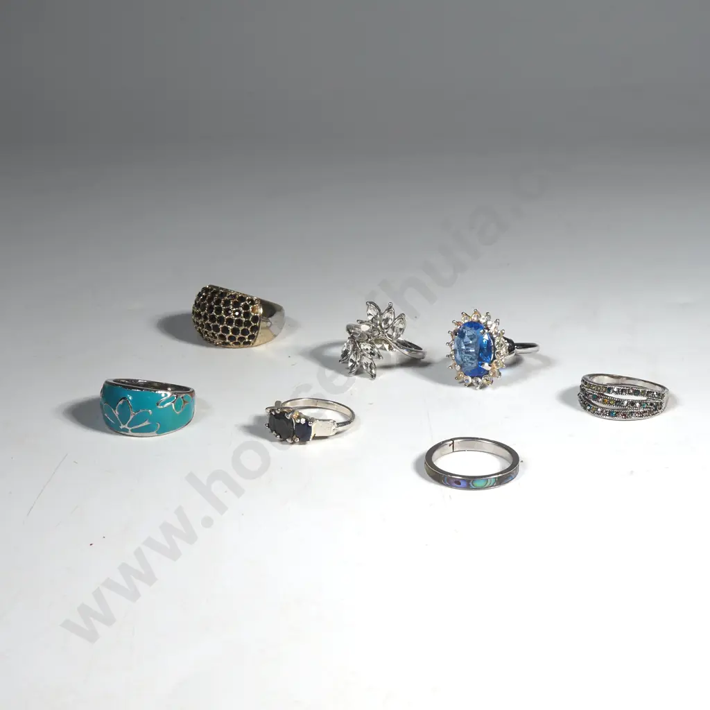 Large Sterling silver Ring Set w an Oval Blue Lace Agate Stone Image 1++