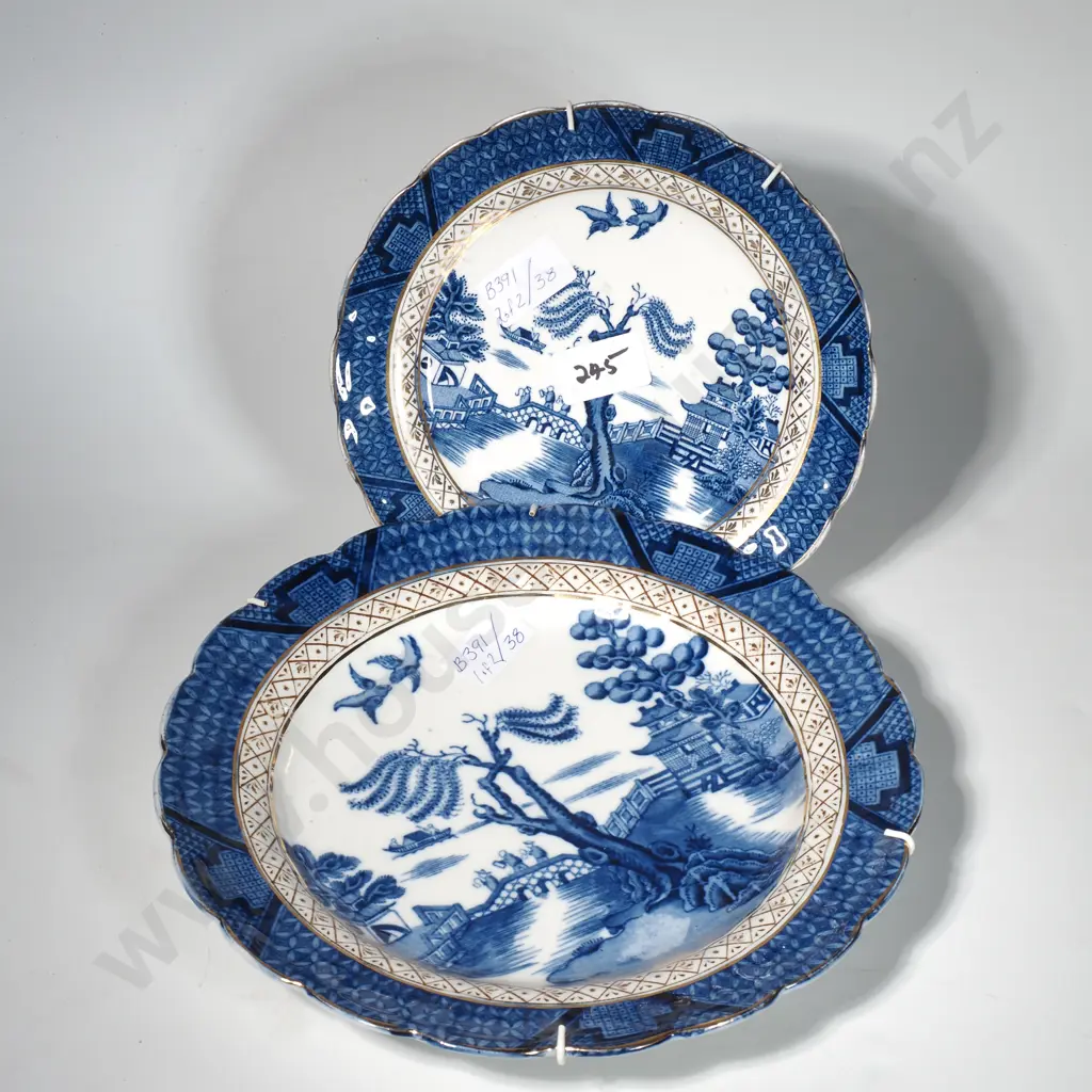 English Booths 'Real Old Willow' Pattern Dinner & Side Plate Image 1++